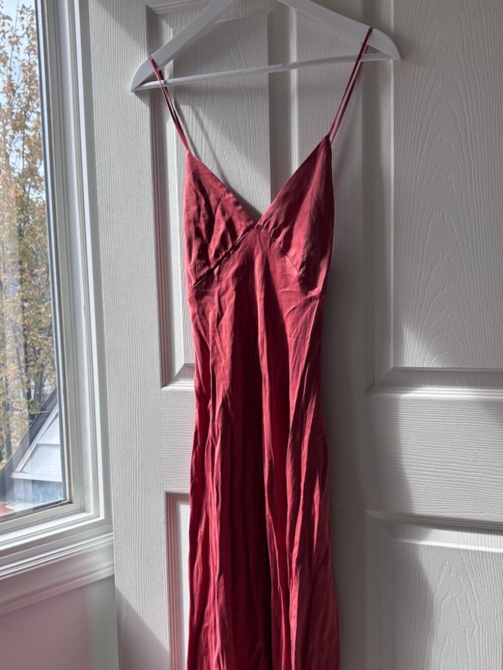 Park & Fifth Co Bowen Satin Slip Midi Dress Rose Terracotta, Size S
